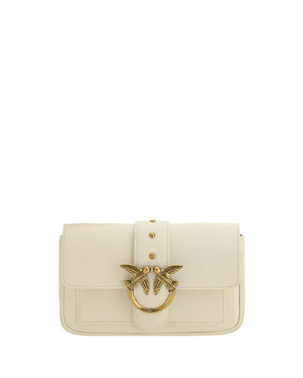 PINKO White Calf Leather Bos Taurus Shoulder Bag