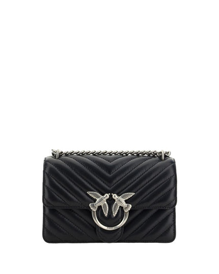 PINKO Black Calf Leather Bos Taurus Shoulder Bag