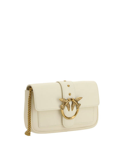 PINKO White Calf Leather Bos Taurus Shoulder Bag