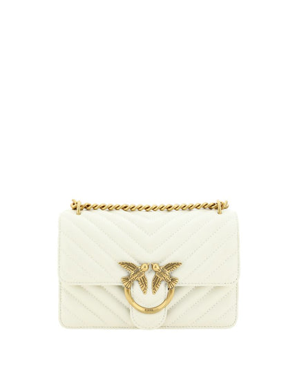 PINKO White Calf Leather Bos Taurus Shoulder Bag