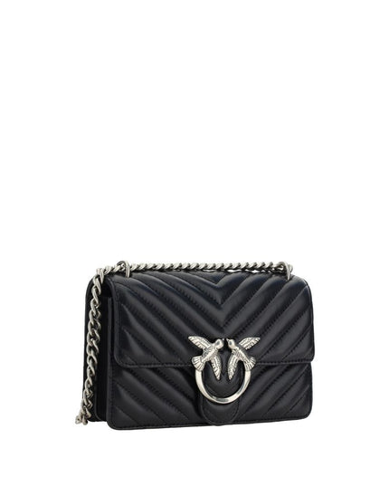 PINKO Black Calf Leather Bos Taurus Shoulder Bag