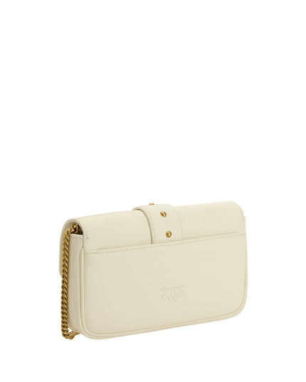 PINKO White Calf Leather Bos Taurus Shoulder Bag