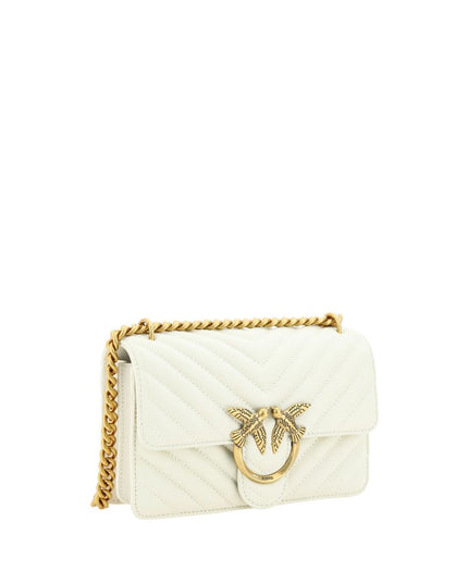 PINKO White Calf Leather Bos Taurus Shoulder Bag