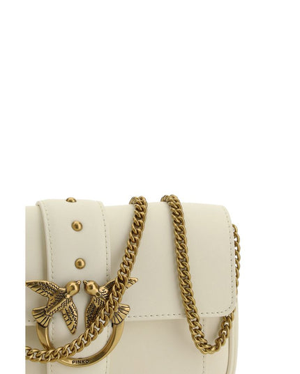 PINKO White Calf Leather Bos Taurus Shoulder Bag
