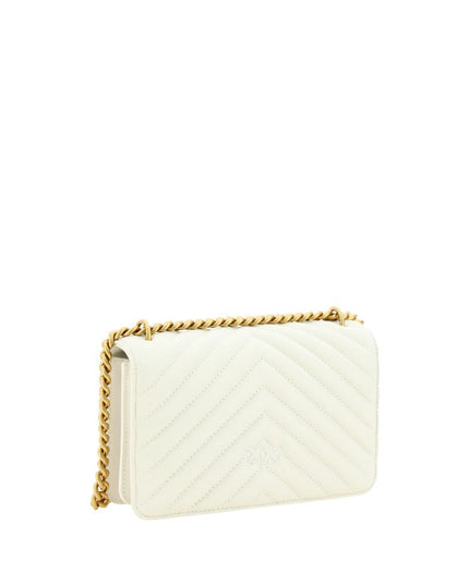 PINKO White Calf Leather Bos Taurus Shoulder Bag