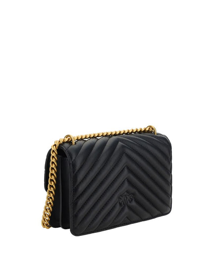 PINKO Black Calf Leather Bos Taurus Shoulder Bag