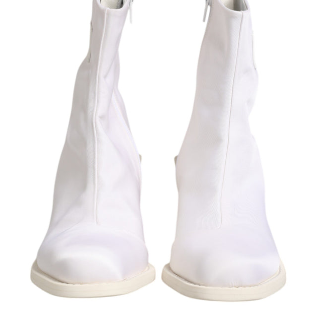 Maison Margiela White Square Heel Zip Ankle Boots Shoes