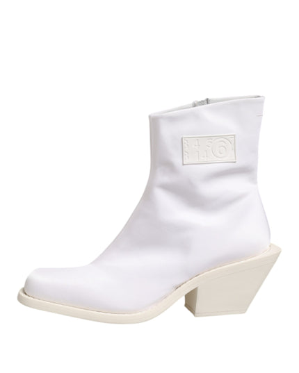 Maison Margiela White Square Heel Zip Ankle Boots Shoes