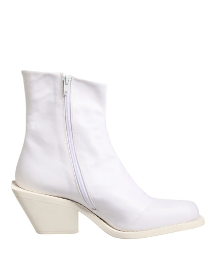Maison Margiela White Square Heel Zip Ankle Boots Shoes