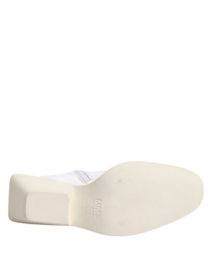 Maison Margiela White Square Heel Zip Ankle Boots Shoes