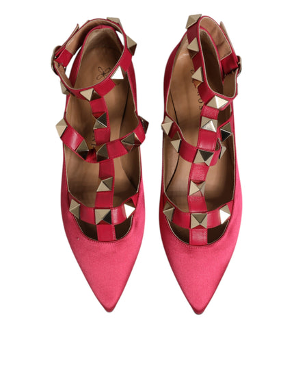 Prosperine Red Gold Studded Pointed Toe Ballet Flats Shoes