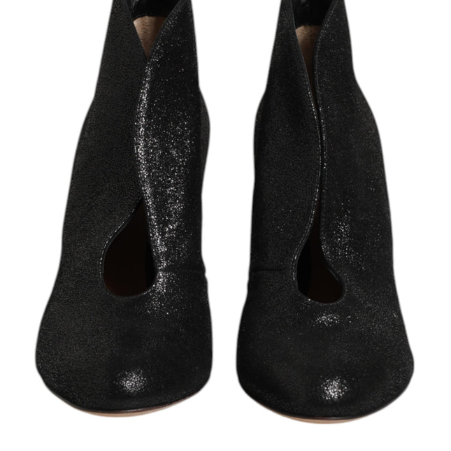 Gianvito Rossi Metallic Black Pump Stiletto Heels Shoes