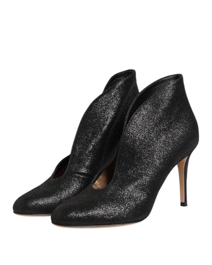 Gianvito Rossi Metallic Black Pump Stiletto Heels Shoes
