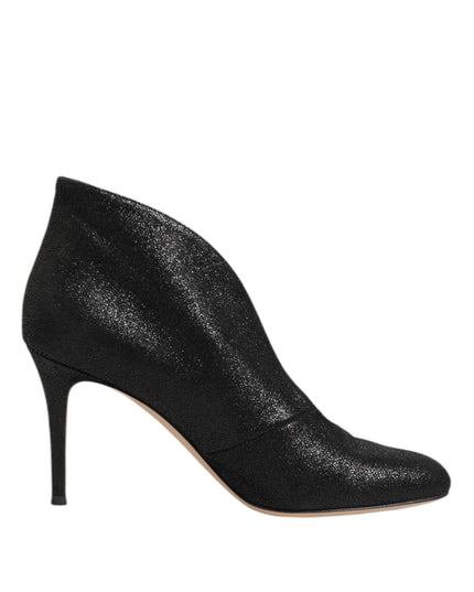 Gianvito Rossi Metallic Black Pump Stiletto Heels Shoes