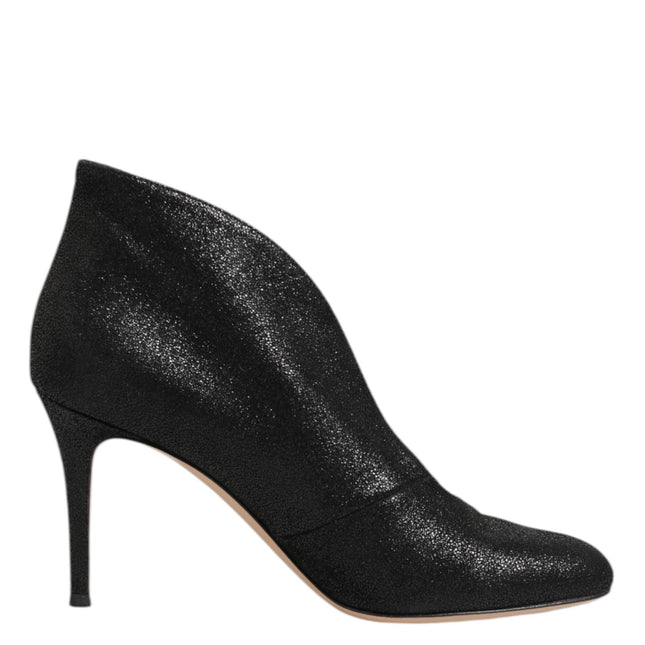 Gianvito Rossi Metallic Black Pump Stiletto Heels Shoes