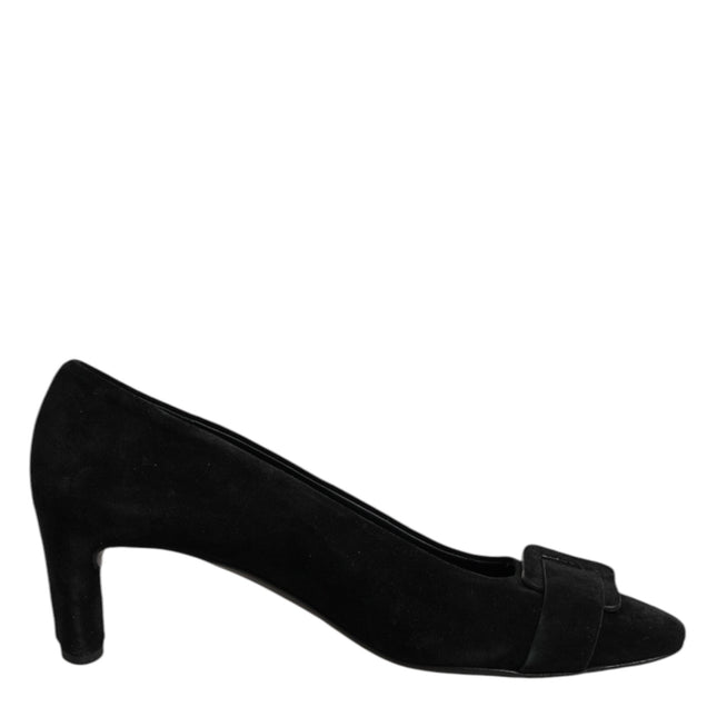 DEL CARLO Black Suede Leather Slip On High Heels Pump Shoes