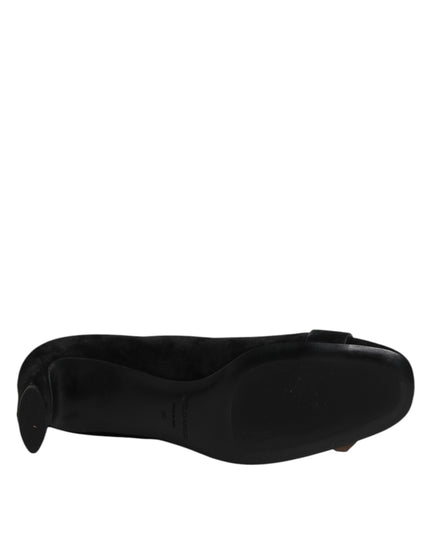 DEL CARLO Black Suede Leather Slip On High Heels Pump Shoes