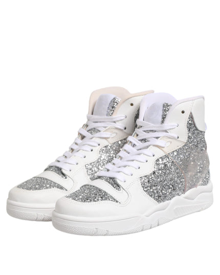Chiara Ferragni White Silver High Top Women Sneakers Shoes