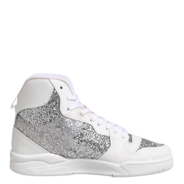 Chiara Ferragni White Silver High Top Women Sneakers Shoes