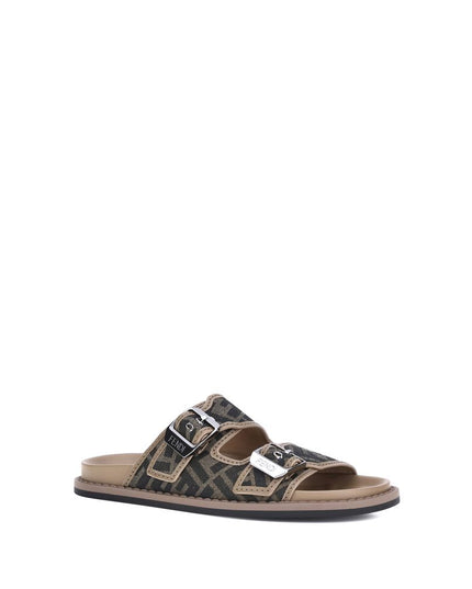 Fendi Brown Calf Leather Bos Taurus Flat Sandals