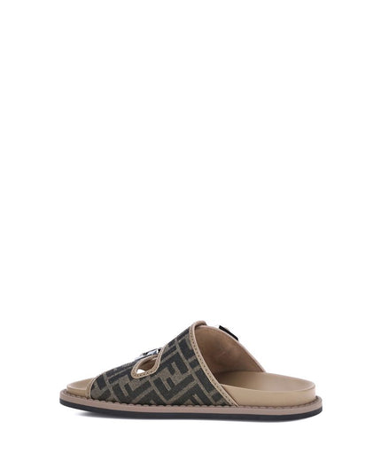 Fendi Brown Calf Leather Bos Taurus Flat Sandals