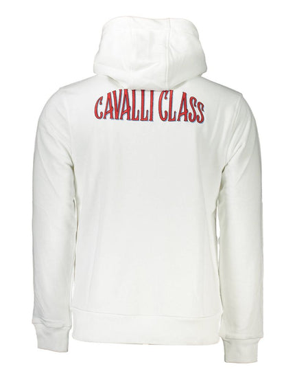 Cavalli Class White Cotton Men's Hooded Sweater