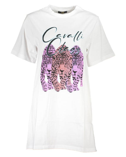 Cavalli Class White Cotton Dress