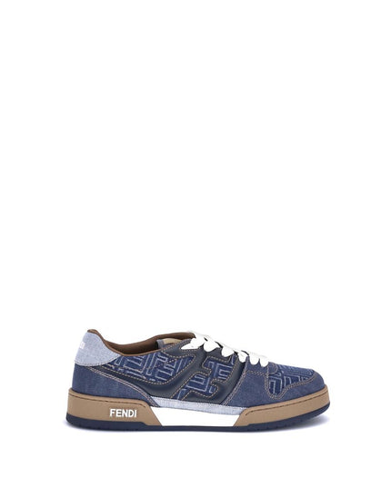 Fendi Blue Cotton Low Top Sneakers