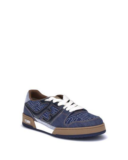 Fendi Blue Cotton Low Top Sneakers