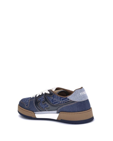 Fendi Blue Cotton Low Top Sneakers