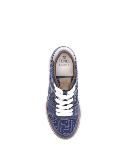 Fendi Blue Cotton Low Top Sneakers