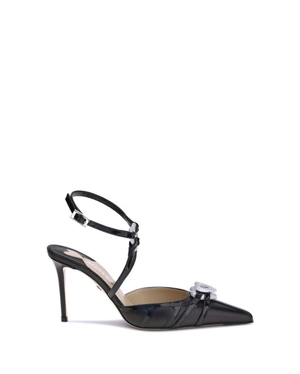 MACH & MACH Black Napa Leather / Calf Bos Taurus High Heel Pumps