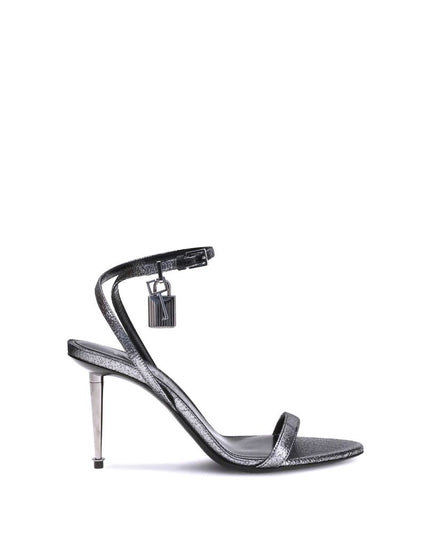Tom Ford Silver Calf Leather Bos Taurus Stiletto Heel Sandals
