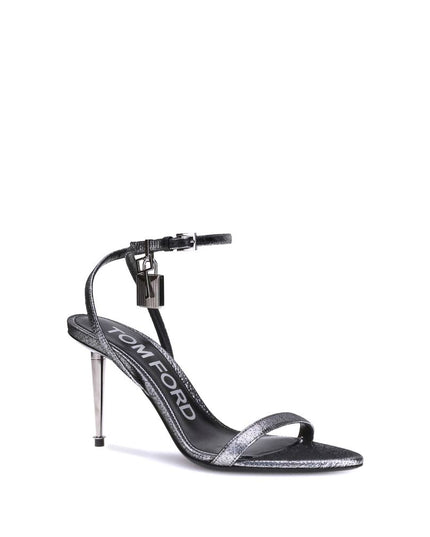 Tom Ford Silver Calf Leather Bos Taurus Stiletto Heel Sandals