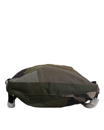 Dolce & Gabbana Military Green Patchwork Rucksack Backpack Bag