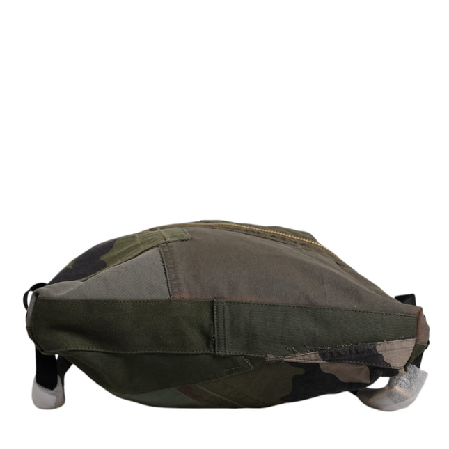 Dolce & Gabbana Military Green Patchwork Rucksack Backpack Bag