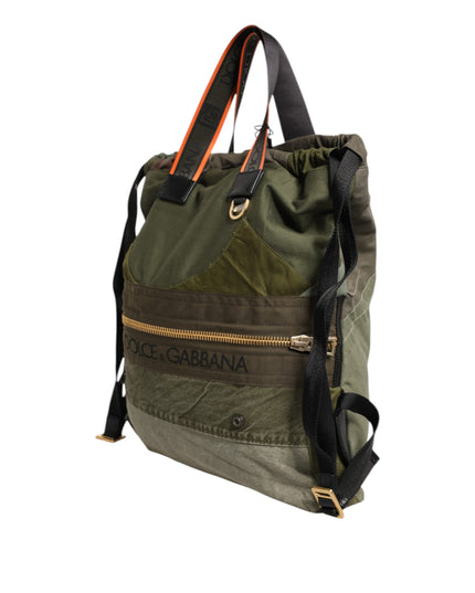 Dolce & Gabbana Military Green Patchwork Rucksack Backpack Bag