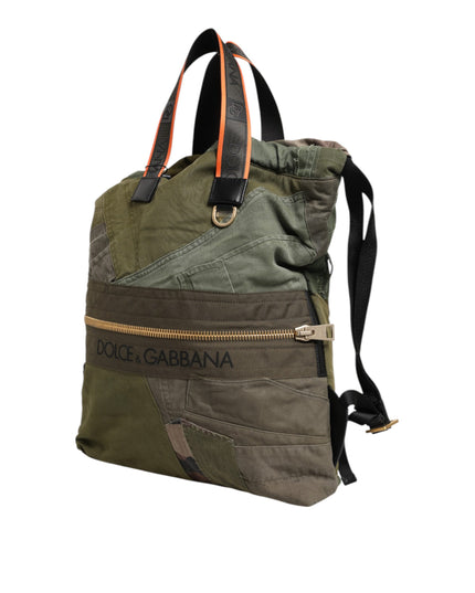 Dolce & Gabbana Military Green Patchwork Rucksack Backpack Bag
