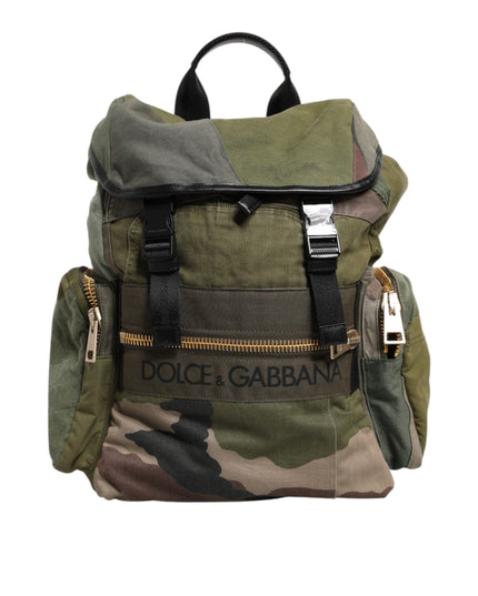 Dolce & Gabbana Military Green Patchwork Rucksack Backpack Bag