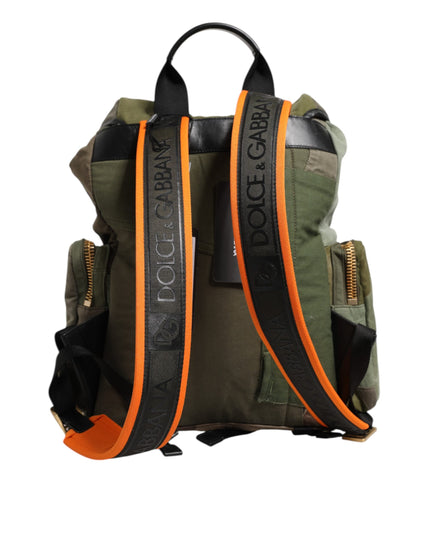Dolce & Gabbana Military Green Patchwork Rucksack Backpack Bag