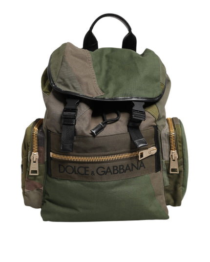 Dolce & Gabbana Military Green Patchwork Rucksack Backpack Bag