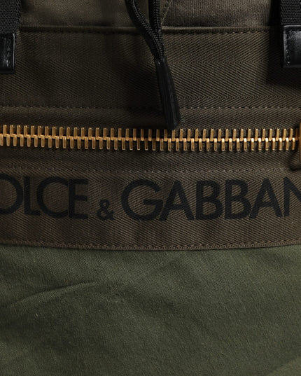 Dolce & Gabbana Military Green Patchwork Rucksack Backpack Bag