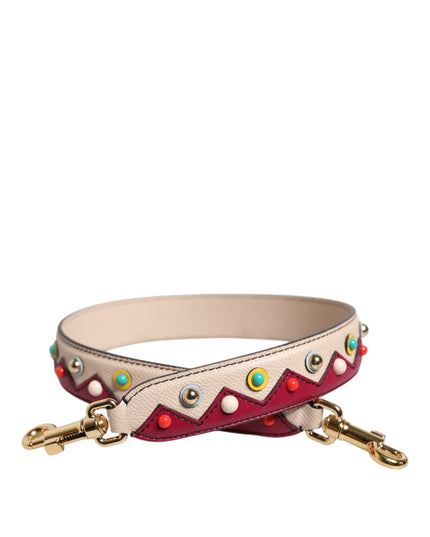 Dolce & Gabbana Beige Red Leather Handbag Accessory Shoulder Strap