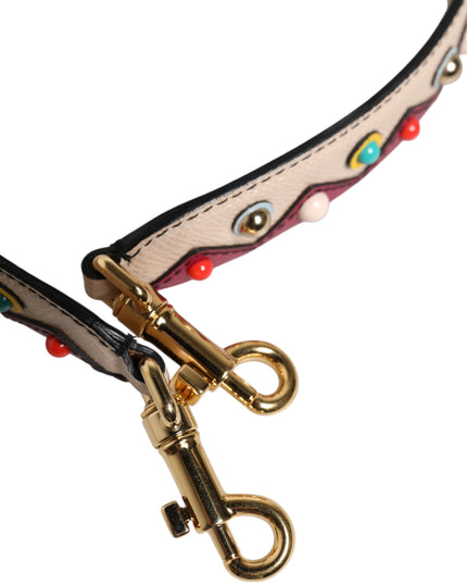 Dolce & Gabbana Beige Red Leather Handbag Accessory Shoulder Strap