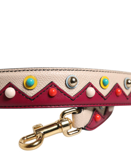 Dolce & Gabbana Beige Red Leather Handbag Accessory Shoulder Strap