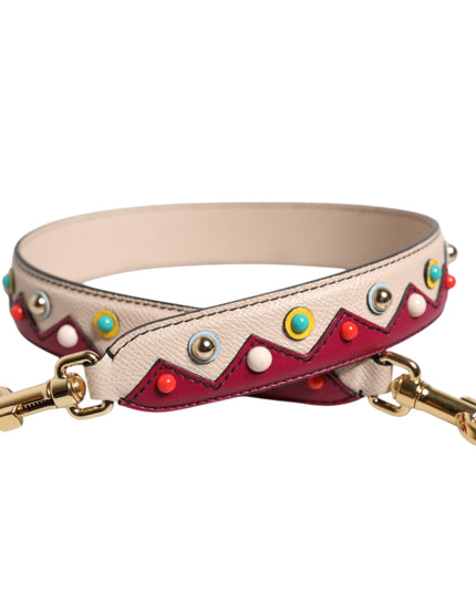 Dolce & Gabbana Beige Red Leather Handbag Accessory Shoulder Strap