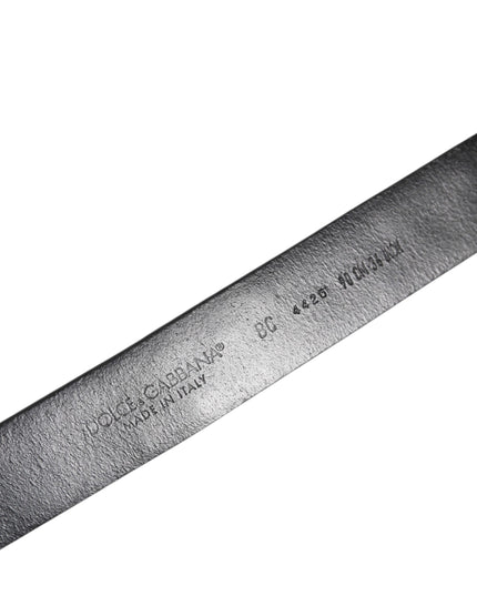 Dolce & Gabbana Black Studded Leather Metal Logo Buckle Belt