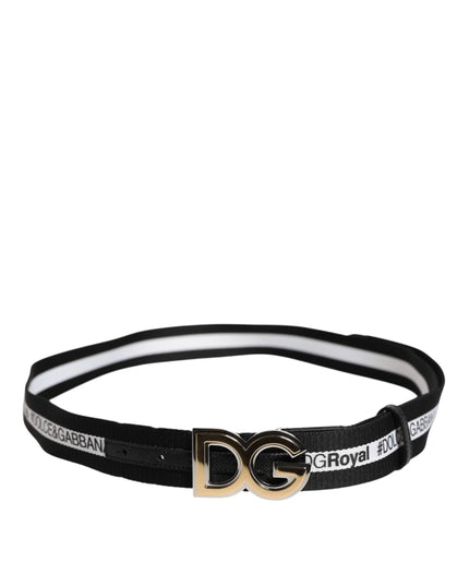 Dolce & Gabbana Black Cotton Metal DG Logo Gold Buckle Belt