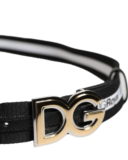 Dolce & Gabbana Black Cotton Metal DG Logo Gold Buckle Belt