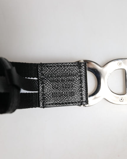Dolce & Gabbana Black Cotton Metal DG Logo Gold Buckle Belt